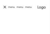Menu icon – items header also logo right