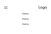 Menu icon default – overlay panel – logo right